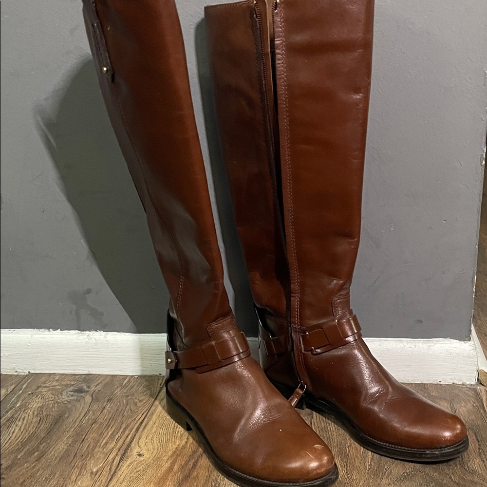Tory Burch Chestnut Over the Knee Derby Boots